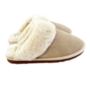 NEW Clarks Womens Open Back Suede Leather Comfort Slipper Indoor Outdoor Size 9